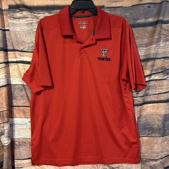 Men's Champion Texas Tech Red Raiders Performance Large Polo Shirt Red Double T - Picture 1 of 7